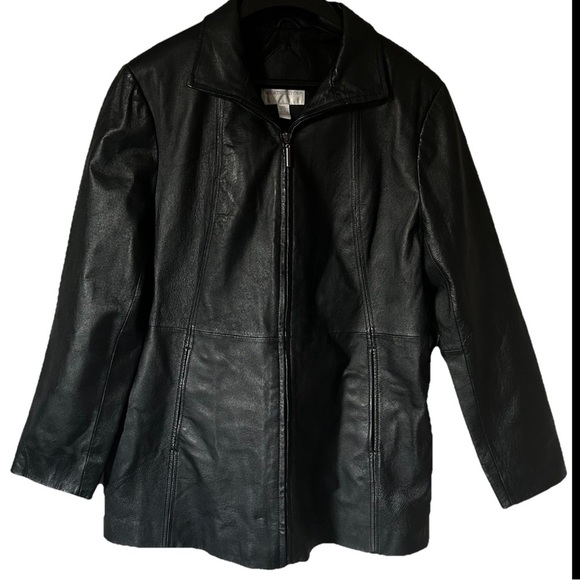 Worthington Leather Jacket Womens Full Zip Classic Large Genuine - Picture 1 of 7